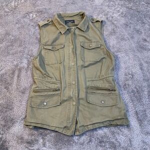 Love Tree Womens Olive Green Utility Military Vest Cotton Size M Y2K Fall City
